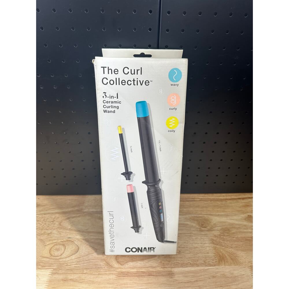Conair The Curl Collective 3-in-1 Ceramic Curling Wand, 3 Interchangeable